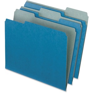 Esselte Pendaflex Earthwise Recycled Colored File Folder - Letter - 8.5" x 11" - 1/3 Tab Cut - 0.5" Expansion - 100 / Box - 11pt. - Blue