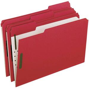 Esselte Pendaflex Fastener Folder - Legal - 8.5" x 14" - 1/3 Tab Cut - 2" Expansion - 2 Fastener - 1" Capacity - 50 / Box - Red