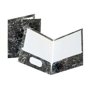 Esselte Oxford Marble Laminated Two-Pocket Portfolio - 8.5" x 11" - Letter - 25 / Box - Charcoal
