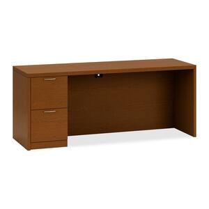 HON Valido 11500 Series Left Pedestal Credenza - 72" Width x 24" Depth x 29.5" Height - 2 Drawer - Single Pedestal on Left Side - Ribbon Edge - Particleboard, Wood - Cherry Top