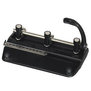 Master Three-Hole Medium Duty Hole Punch - 3 Punch Head(s) - Adjustable - 24 Sheet Capacity - 0.28" - Black
