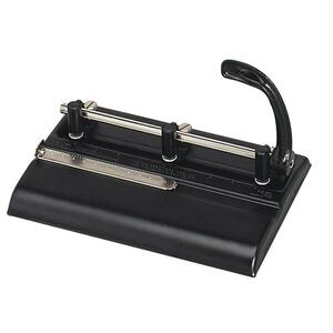 Master Three-Hole Punch - 3 Punch Head(s) - Adjustable - 32 Sheet Capacity - 0.34" - Black