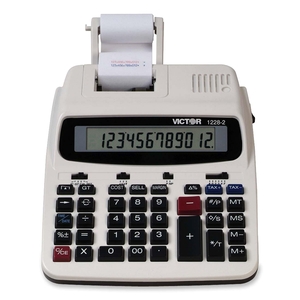 Victor 1225-2 Full Print/Display Calculator - 12 Character(s) - LCD - AC Supply Powered - 8" x 10.75" x 2.5" - White, Blue