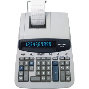 Victor 1530-6 Heavy Duty Commercial Printing Calculator - 10 Character(s) - Fluorescent - Power Adapter Powered - 8.5" x 12.25" x 2.75" - Gray