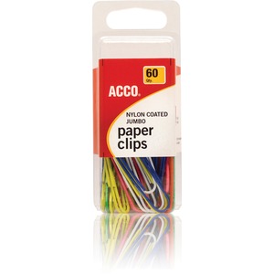 Swingline Jumbo Paper Clips - Jumbo - Vinyl - 60 / Pack - Assorted