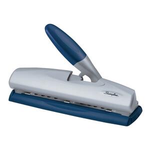 Swingline High Capacity Hole Punch - 3 Punch Head(s) - Adjustable - 20 Sheet Capacity - 0.28" - Round Shape - Blue, Silver