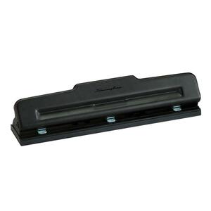 Swingline Three-Hole Punch - 3 Punch Head(s) - Semi-adjustable - 8 Sheet Capacity - 0.28" - 11.25" x 2.25" x 2.25" - Black