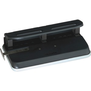Swingline Three-Hole Punch - 3 Punch Head(s) - Semi-adjustable - 24 Sheet Capacity - 0.28" - Black