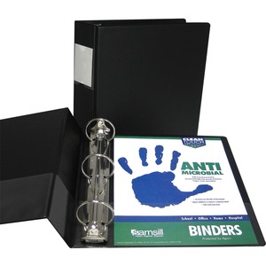 Samsill Antimicrobial Locking Round Ring Binder - Letter - 8.5" x 11" - 375 Sheet x 2" Capacity - 1 Each - Black