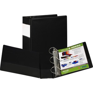 Samsill Angle-D Ring Binder - Letter - 8.5" x 11" - 4" Capacity - 1 Each - Black