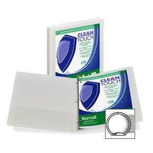 Samsill Antimicrobial Insertable Round Ring Binder - Letter - 8.5" x 11" - 0.5" Capacity - 1 Each - White