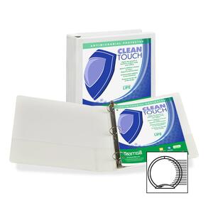 Samsill Antimicrobial Insertable Round Ring Binder - Letter - 8.5" x 11" - 1.5" Capacity - 1 Each - White