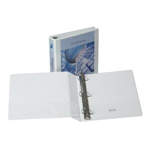 Samsill Nonstick Insertable Round Ring Binder - Letter - 8.5" x 11" - 1.5" Capacity - 1 Each - White