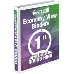 Samsill Economy Insertable Binder - Letter - 8.5" x 11" - 1" Capacity - 1 Each - White