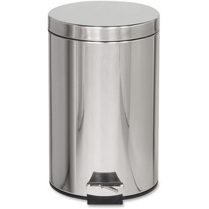 United Receptacle Medi-Can Steel Step Trash Can - 13.24L Capacity - Round - 10" Opening Diameter - 15.75" Height - Steel - White