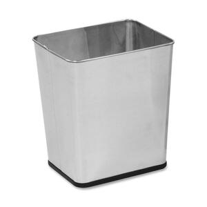 United Receptacle Stainless Steel Wastebasket - 27.44L Capacity - 15.5" Height x 13.5" Width x 11" Depth - Steel - Stainless Steel