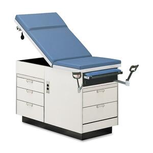 Hausmann Maximum Value Exam Table - 5 Drawer - Vinyl - Black Base, Slate Blue