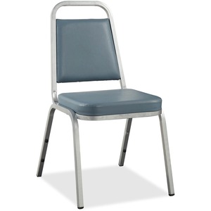 Lorell 8925 Vinyl Upholstered Stacking Chair - Chrome Frame18" x 22" x 34.5" - Vinyl Blue Seat