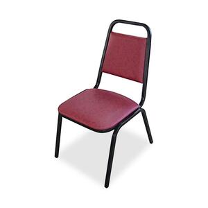 Lorell 8926 Upholstered Stacking Chair - Steel Black Frame18" x 22" x 34.5" - Vinyl Burgundy Seat