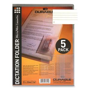 Durable Mini Cassette Dictation Folder - 5 / Pack - Tranparent, Beige