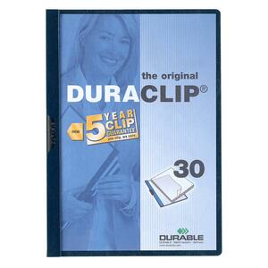 Durable DURACLIP Report Cover - Letter - 8.5" x 11" - 30 Sheet Capacity - 1 Each - Navy Blue, Clear