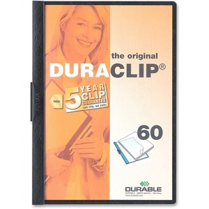 Durable DURACLIP Report Cover - Letter - 8.5" x 11" - 60 Sheet Capacity - 1 Each - Black, Clear