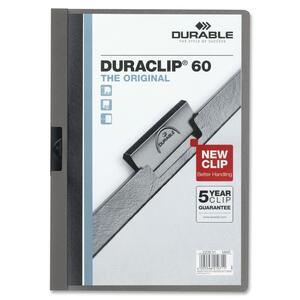 Durable DURACLIP Report Cover - Letter - 8.5" x 11" - 60 Sheet Capacity - 1 Each - Graphite