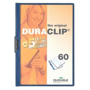 Durable DURACLIP Report Cover - Letter - 8.5" x 11" - 60 Sheet Capacity - 1 Each - Navy Blue
