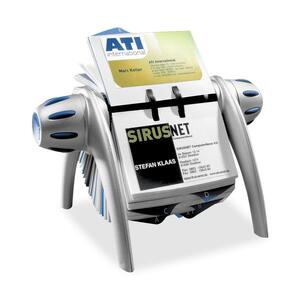 Durable Special Rotation Business Card File - 400 Business Card - 25 Printed A-Z - Black, Silver