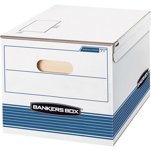 Fellowes Bankers Box Letter/Legal Storage Box - Letter, Legal - Internal Dimension 10" Height x 15" Width x 12" Depth - External Dimensions 10.25" Height x 16" Width x 12.37" Depth - White, Blue