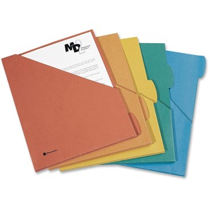 Wilson Jones ColorLife Plus Slash Jackets - Letter - 8.5" x 11" - 1/5 Tab Cut - 0.5" Expansion - 5 / Pack - 9.5pt. - Placid Blue, Sienna Red, Spruce Green, Shady Olive, Terracotta