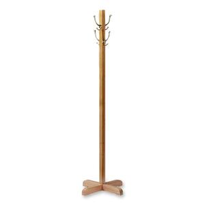 Quartet Free Standing Wood Costumer - 4 Hook - Metal, Wood Hook, Base - Oak
