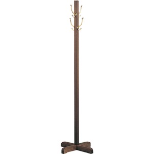 Quartet Free Standing Wood Costumer - 4 Hook - Metal, Wood Hook, Base - Walnut