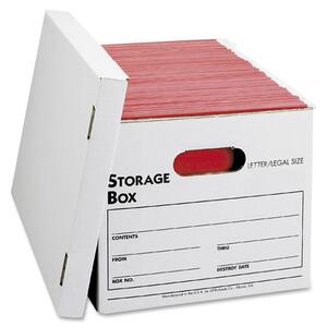 Sparco File Storage Box with Lid - Letter - External Dimensions 10" Height x 24" Width x 12" Depth - Cardboard - White