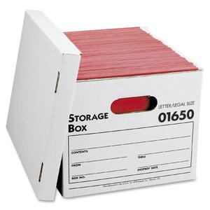 Sparco File Storage Box with Lid - Legal - External Dimensions 10" Height x 24" Width x 15" Depth - Cardboard - White