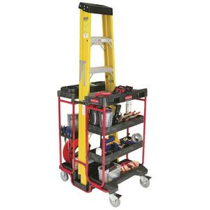 Rubbermaid Ladder Cart - 500 lb Capacity - Steel - 32.5" x 27" x 42" - Red, Black