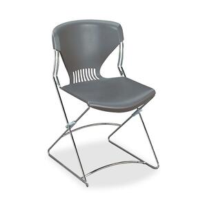 HON Olson Flex Stacker FLEX01 Armless Stacking Chair - Steel Chrome Frame - 19.75" x 22.25" x 31" - Polymer Gray Seat