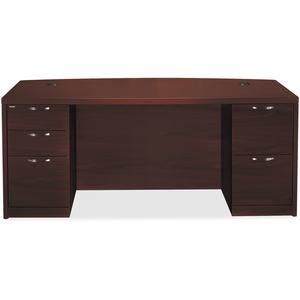 HON Valido 11500 Series Double Bow Top Pedestal Desk - 72" Width x 36" Depth x 29.5" Height - Double - Ribbon Edge - Particleboard, Wood - Mahogany Top