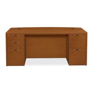 HON Valido 11500 Series Bow Top Double Pedestal Desk - 72" Width x 36" Depth x 29.5" Height - Double - Ribbon Edge - Particleboard, Wood - Bourbon Cherry Top