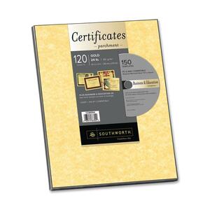 Southworth Fine Parchment Paper with Business Awards CD - Letter - 8.5" x 11" - 24lb - Parchment - 120 x Sheet, 1 x CD - Gold