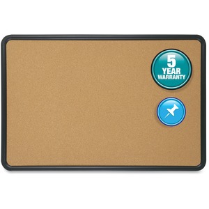 Quartet Plastic Frame Bulletin Board - 18" x 24" - Cork Surface - Plastic Frame - Black