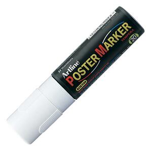Shachihata Artline 20mm Chisel Tip Poster Marker - Chisel Marker Point Style - 20 mm Marker Point Size - White Ink - 1 Each
