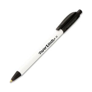 Paper Mate Retractable Pen - Black Ink - White Barrel - 12 / Dozen