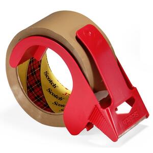 Scotch Packaging Tape with Reusable Dispenser - 1.88" Width x 164ft Length - 3" Core - Dispenser Included - 4 Pack - Tan