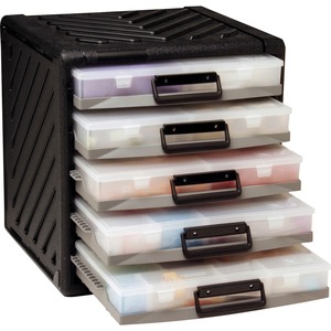 Unimed-Midwest Unimed Infinite Divider System Cabinet - 16" x 15" x 16" - Polypropylene - Dent-proof, Scratch-resistant, Interlocking, Stackable - Black