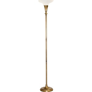Ledu Torchiere Antique Brass Floor Lamp - 68" Height - 150W Incandescent Bulb - Brass - Weighted Base - Antique Brass