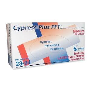 Unimed-Midwest Cypress Plus Powder Free Textured Latex Examination Gloves - Medium Size - Powder-free, Textured - Latex - 100 / Box