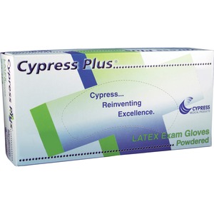 Unimed-Midwest Cypress Plus Lightly Powdered Textured Latex Examination Gloves - Large Size - Textured, Powdered - Latex - 100 / Box