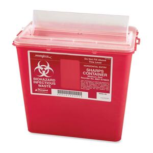 Unimed-Midwest Sharp Horizontal Entry Medium Container - 8quart - External Dimensions 9.45" Height x 10.56" Width x 6.75" Depth - Red