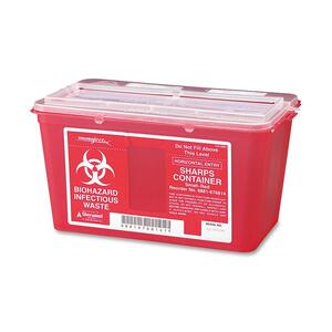 Unimed-Midwest Sharp Horizontal Entry Medium Container - 4quart - External Dimensions 6.65" Height x 10.56" Width x 6.75" Depth - Red